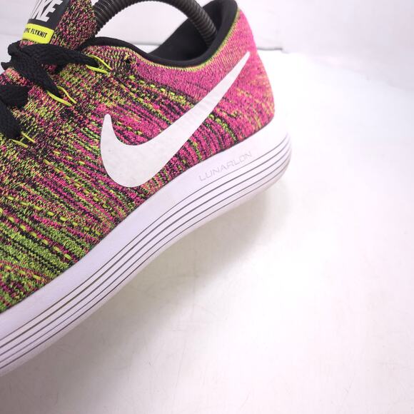 Nike Lunar Epic Flyknit 2 Athletic Running Shoe Men Size 8 844862-999 Pink Green - Picture 8 of 10